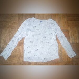 Old Navy Long Sleeve Cat Print Tee - Light Gray